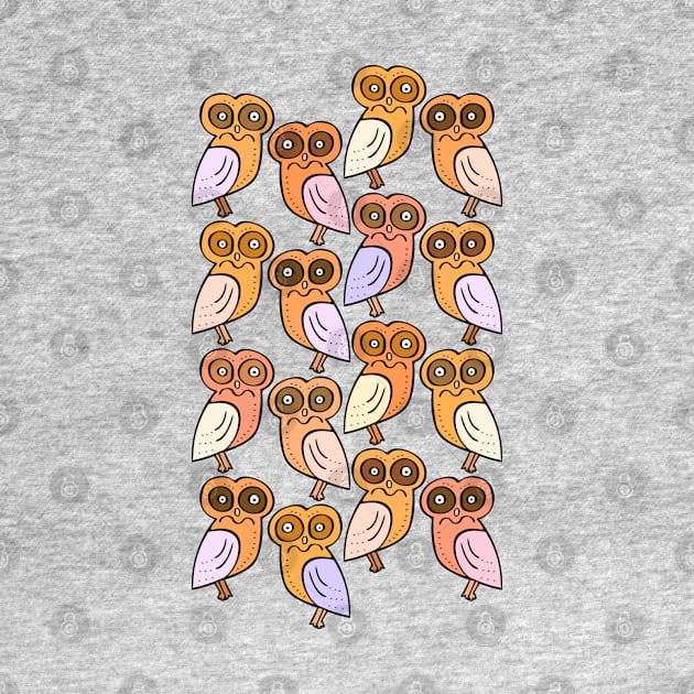 Colorful and Cute Illustrated Owl Pattern by Davey's Designs